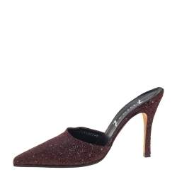 Gina Dark Burgundy Glitter Mule Sandals Size 40