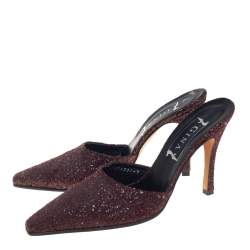 Gina Dark Burgundy Glitter Mule Sandals Size 40
