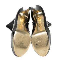 Pre Owned Gina Black Patent Leather Platform Booties Size 38
