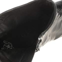 Pre Owned Gina Black Patent Leather Platform Booties Size 38
