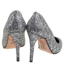 Gina Metallic Silver Lurex And Glitter Slip On Pumps Size 38.5