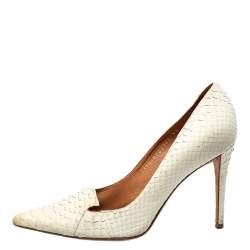 Gina Off White Python Pointed Toe Pumps Size 37.5