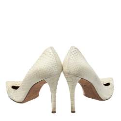 Gina Off White Python Pointed Toe Pumps Size 37.5