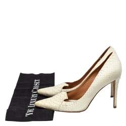 Gina Off White Python Pointed Toe Pumps Size 37.5