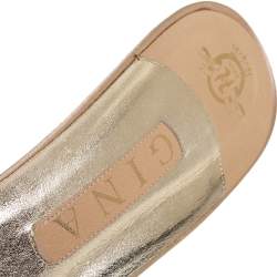 مملوكة مسبقًا Gina Gold Satin Crystal Embellished Sandals Size 41