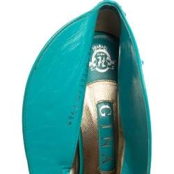 Pre Owned Gina Blue Satin Crystal Embellished Calamity Boots Size 38.5