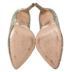 Pre Owned حذاء كعب عالي جينا جلد ثعبان ذهبي مقاس 38