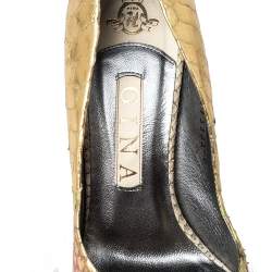 Pre Owned Gina Multicolor Python Peep Toe Platform Pumps Size 39