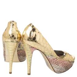 Pre Owned Gina Multicolor Python Peep Toe Platform Pumps Size 39