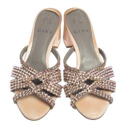 مملوكة مسبقًا صندل جينا دكسي جلد لامع بيج مقاس 36.5