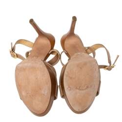 Pre Owned صندل جينا جلد بيج سيور سير كاحل مقاس 39