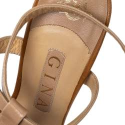 Pre Owned صندل جينا جلد بيج سيور سير كاحل مقاس 39