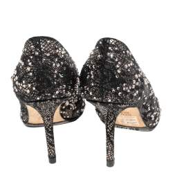 Pre Owned Gina Black Lace and Crystal Embellished Pumps Size 37.5