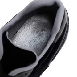 Pre Owned Gina Black Velvet and Croc Embossed Patent Leather Low Top Sneakers Size 40