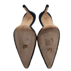 Pre Owned حذاء مولز جينا مقدمة مدببة ترتر دي مطرز أزرق مقاس 37.5