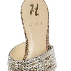 Pre Owned صندل فلات سلايد جينا مونرو جلد نقشة السحلية طباعة أنيمل بيج مقاس 38.5 