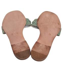 Pre Owned حذاء  سلايد جينا أثينا مزخرف كريستال فضى مقاس 41