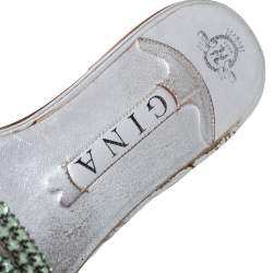 Pre Owned حذاء  سلايد جينا أثينا مزخرف كريستال فضى مقاس 41