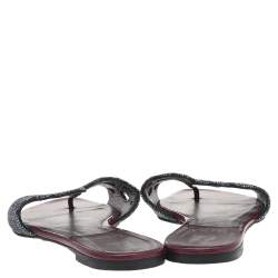مملوكة مسبقًا Gina Burgundy Patent Leather Crystal Embellished Flat Slides Size 39