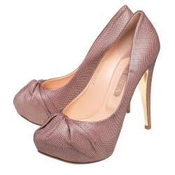 Gina Pink Textured Fabric Claire Platform Pumps Size 40.5