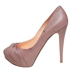 Gina Pink Textured Fabric Claire Platform Pumps Size 40.5