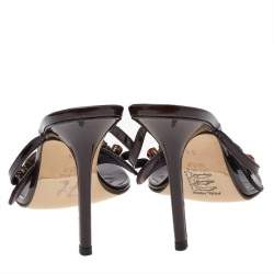 مملوكة مسبقًا Gina Burgundy Patent Leather Crystal Embellished Thong Sandals Size 38.5