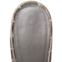 Pre Owned Gina Green Croc Embossed Leather Crystal Embellished Loren Sandals Size 40