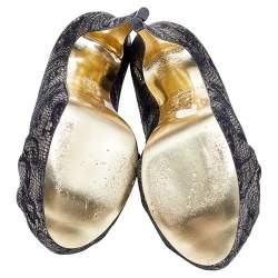 Gina Black/Gold Lace and Leather Platform Pumps Size 40