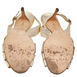 مملوكة مسبقًا صندل جينا جلد ذهبي فتحة كعب مقاس 38