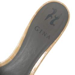 Pre Owned صندل سلايد جينا لورين جلد مزخرف كريستالات بيج مقاس 38