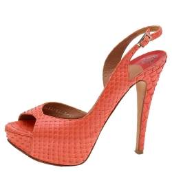 Gina Orange Python Leather Ankle Strap Sandals Size 37.5