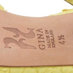 مملوكة مسبقًا صندل جينا جلد ثعبان أصفر فتحة كعب ونعل سميك مقدمة مفتوحة مقاس 37.5