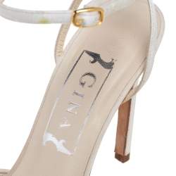 Gina Off-White Satin Ankle-Strap Sandals Size 37.5