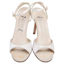 Gina Off-White Satin Ankle-Strap Sandals Size 37.5