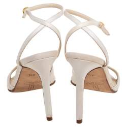 Gina Off-White Satin Ankle-Strap Sandals Size 37.5