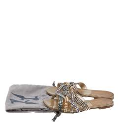 Pre Owned صند سلايد فلات جينا جلد مزخرف كريستال متعدد الألوان مقاس 36.5