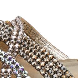 Pre Owned صند سلايد فلات جينا جلد مزخرف  كريستال متعدد الألوان مقاس 36.5