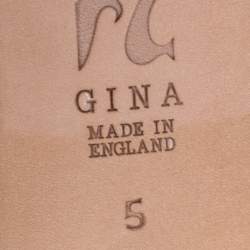 مملوكة مسبقًا Gina Gold Leather Crystal Embellished Block Heel Slides Size 38