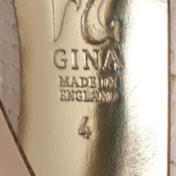 Pre Owned صندل جينا جلد ثعبان بيج بحزام خلفي للكاحل مقاس 37