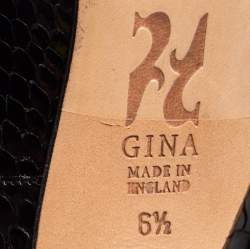 Pre Owned حذاء كعب عالي جينا جلد ثعبان أسود كعب مزخرف مقدمة مدببة مقاس 39.5