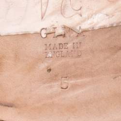 Pre Owned Gina Beige Patent Crystal Embellished Slip On Slides Size 38