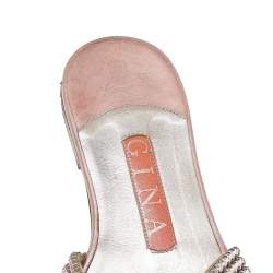 مملوكة مسبقًا Gina Pink Crystal Embellished Leather Thong Flat Slides Size 37