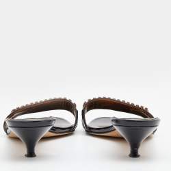 مملوكة مسبقًا Gina Black/Gold Patent Leather Embellished Slide Sandals Size 41