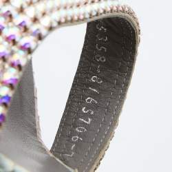 Pre Owned Gina Multicolor Python Crystal Embellished Platform Wedge Sandals Size 40