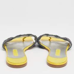 مملوكة مسبقًا Gina Yellow Patent  Crystal Embellished  Flat Sandals  Size 39.5