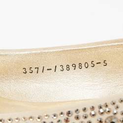 Gina Beige Satin Crystal Embellished  Ballet Flats Size 38