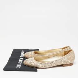 Gina Beige Satin Crystal Embellished  Ballet Flats Size 38