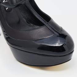 Gina Black Patent Leather Mary Jane Platform Pumps Size 39.5