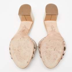 Gina Gold Patent Crystal Embellished Slide Sandals Size 42
