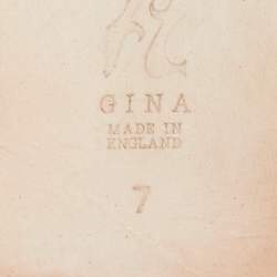 Pre Owned Gina Silver Crystal Embellished Leather Flat Slides Size 40